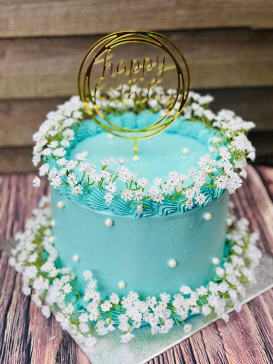 Blue Blossom Cake with elegant floral design – Order Online in East London