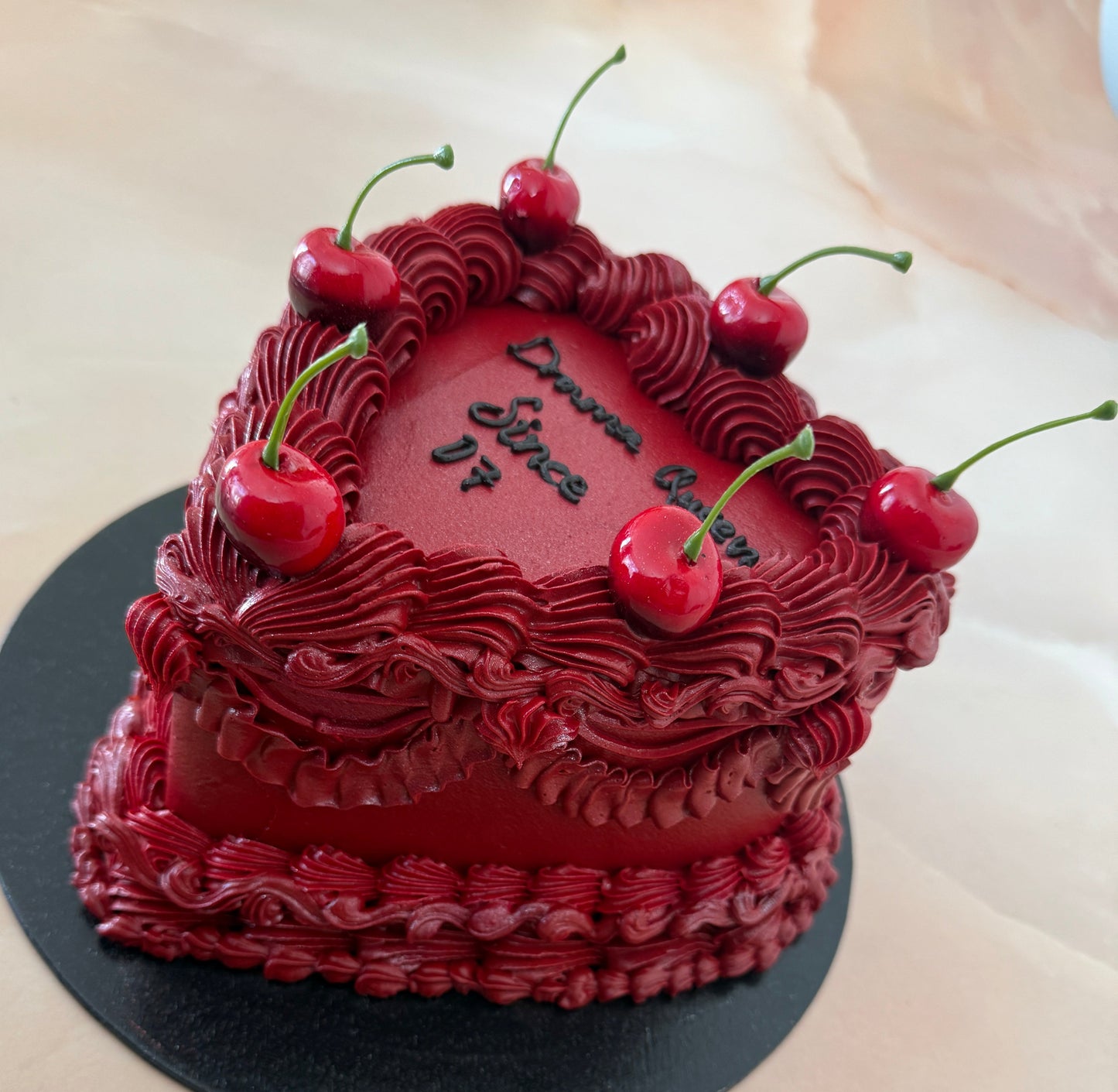 Bold Red Buttercream Heart Cake – Delivered in Romford