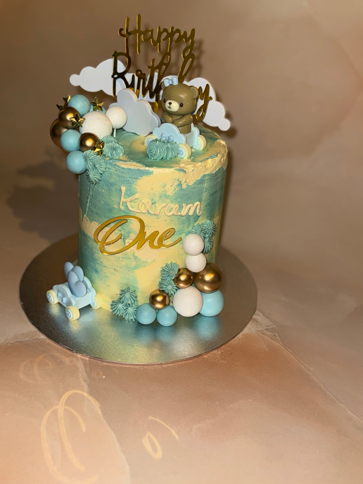 Cloud and teddy birthday cake delivered in Ilford and Dagenham