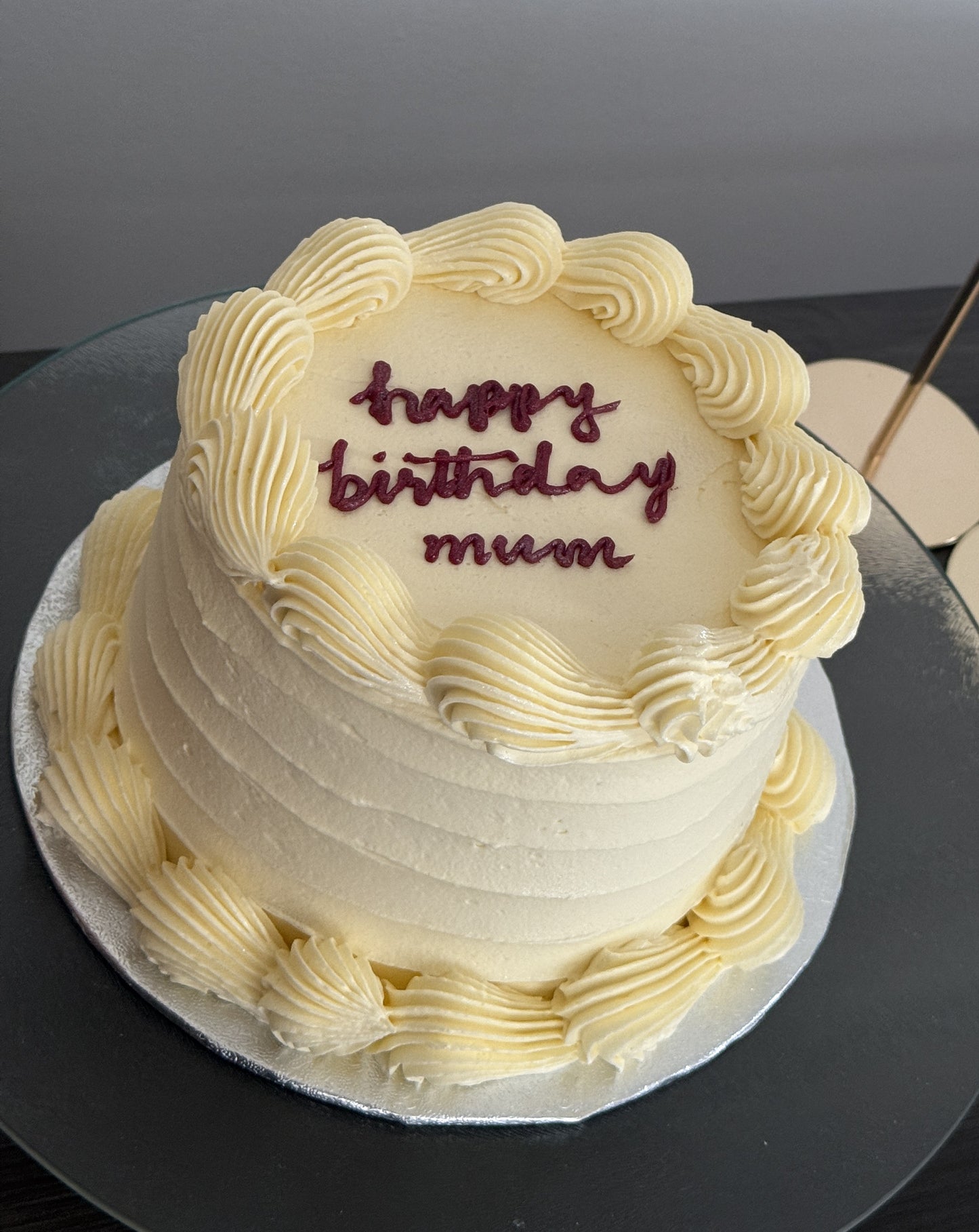 Chocolate birthday cake with piped borders, same day delivery in Barking and Upney.