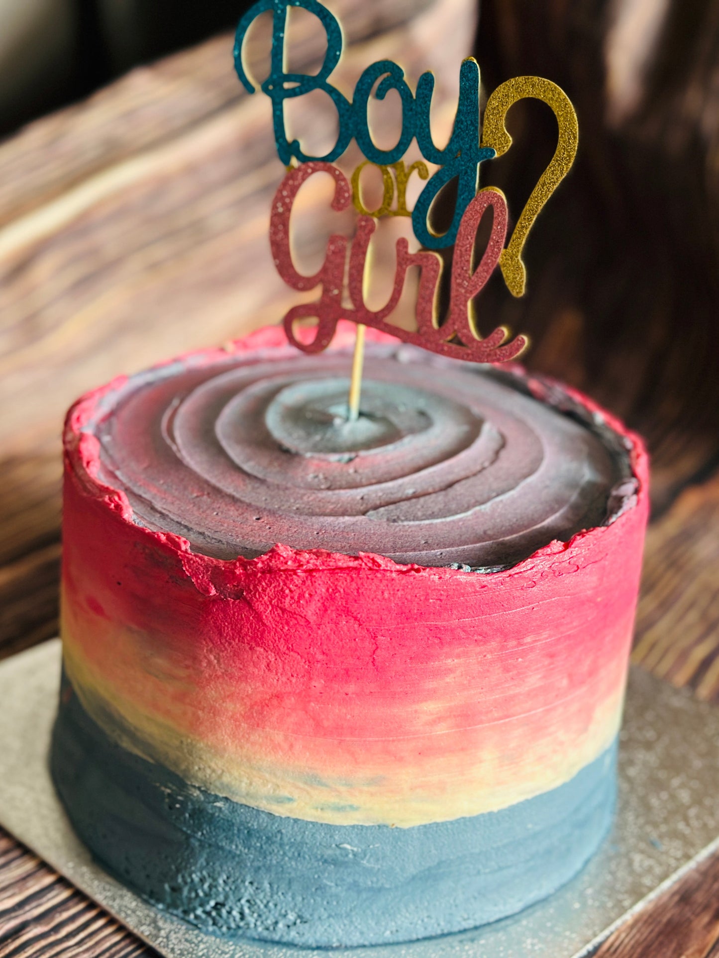 gender reveal cake with ombré design Ilford Barking Dagenham