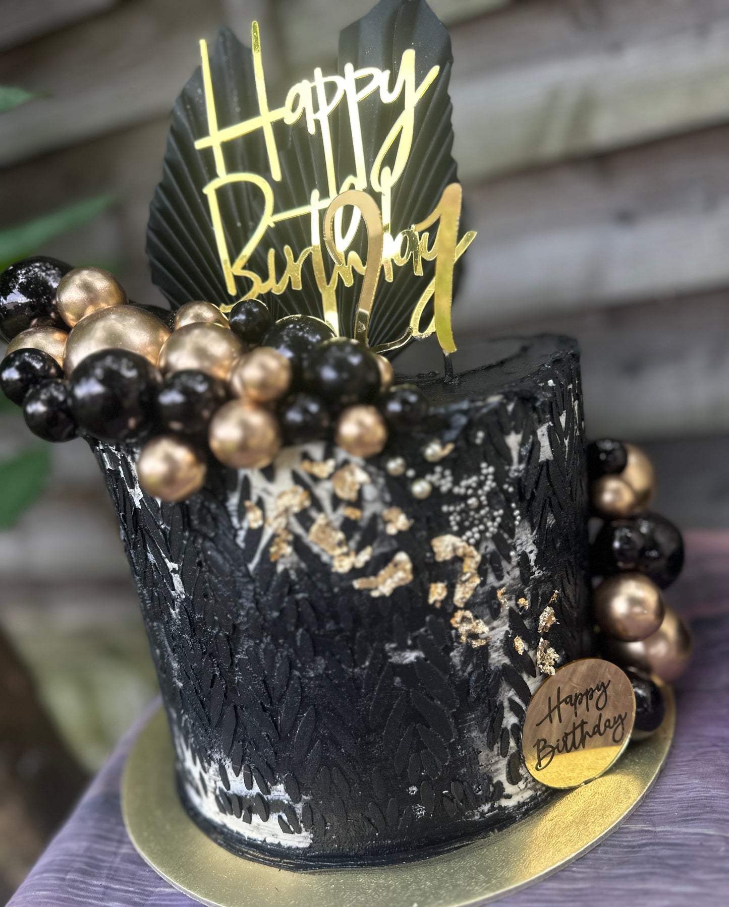 Modern Black & Gold Luxe Cake with Topper – Order Now in Ilford & Barking