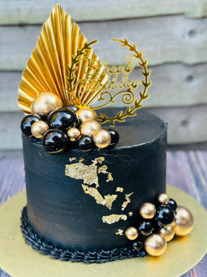 Luxury Black & Gold Cake for Birthdays – Delivered in Romford