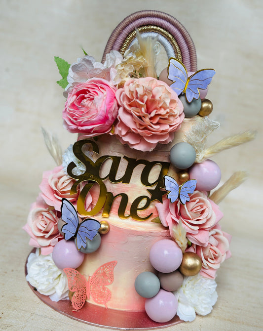 Butterfly-Floral Celebration Cake – Delivered in East London
