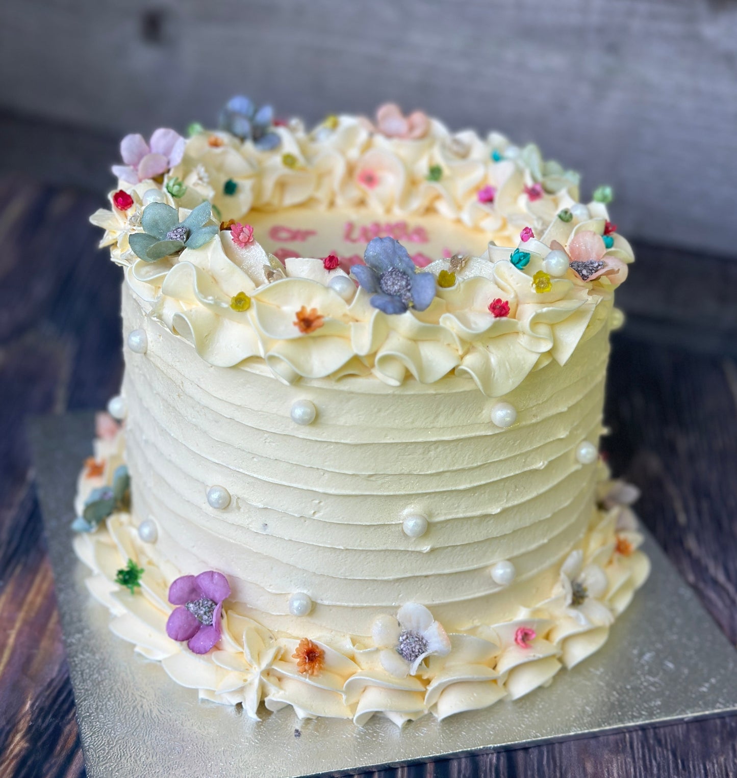 White Birthday Cake with Colourful Flowers – Next Day Cake Delivery in Dagenham