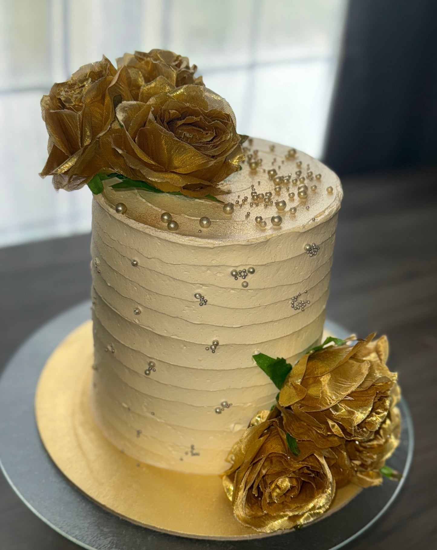Luxury Gold Floral Cake for Weddings – Delivered in Romford