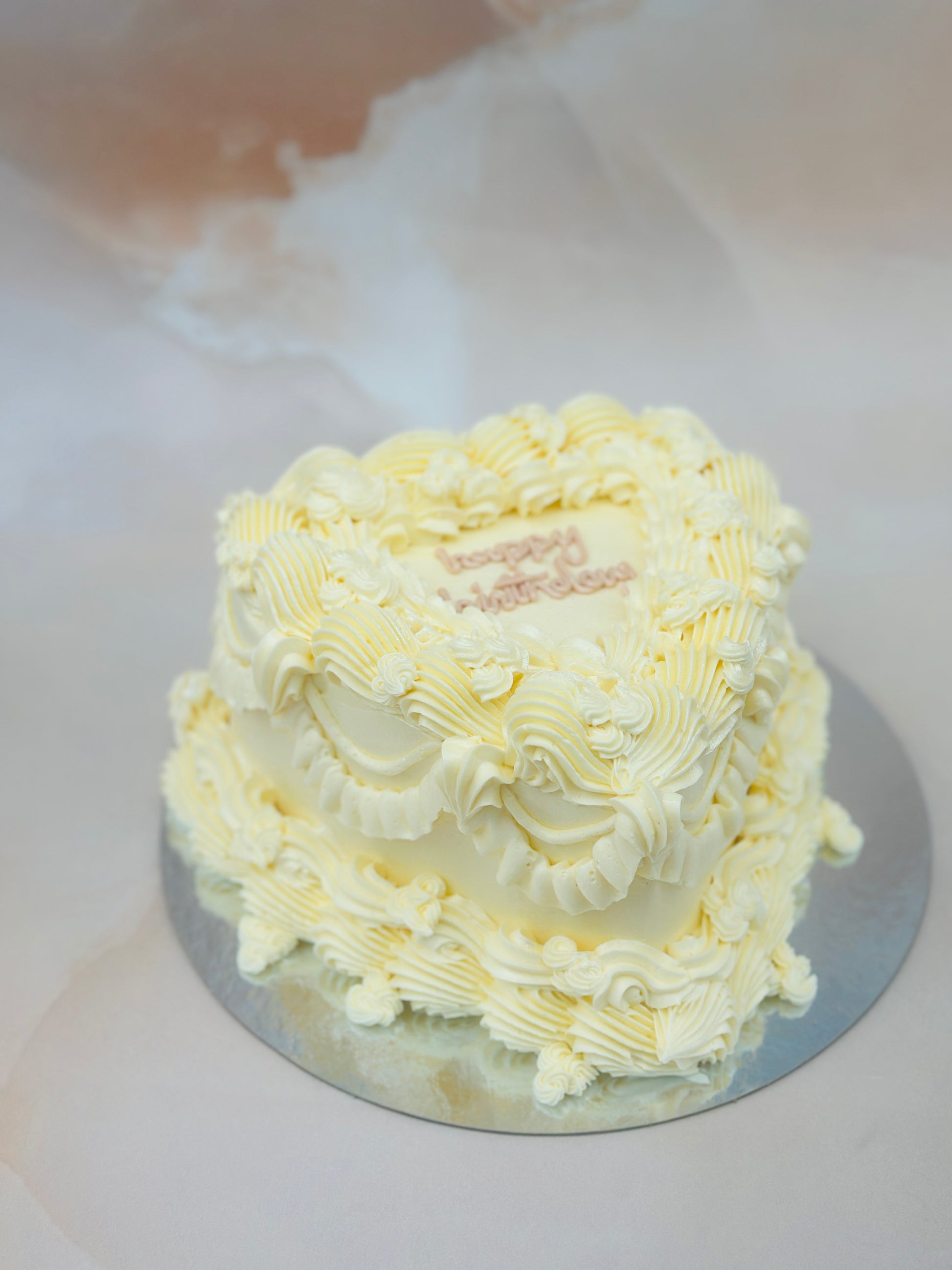 Elegant Ivory Heart Cake – Perfect for Anniversaries in Romford