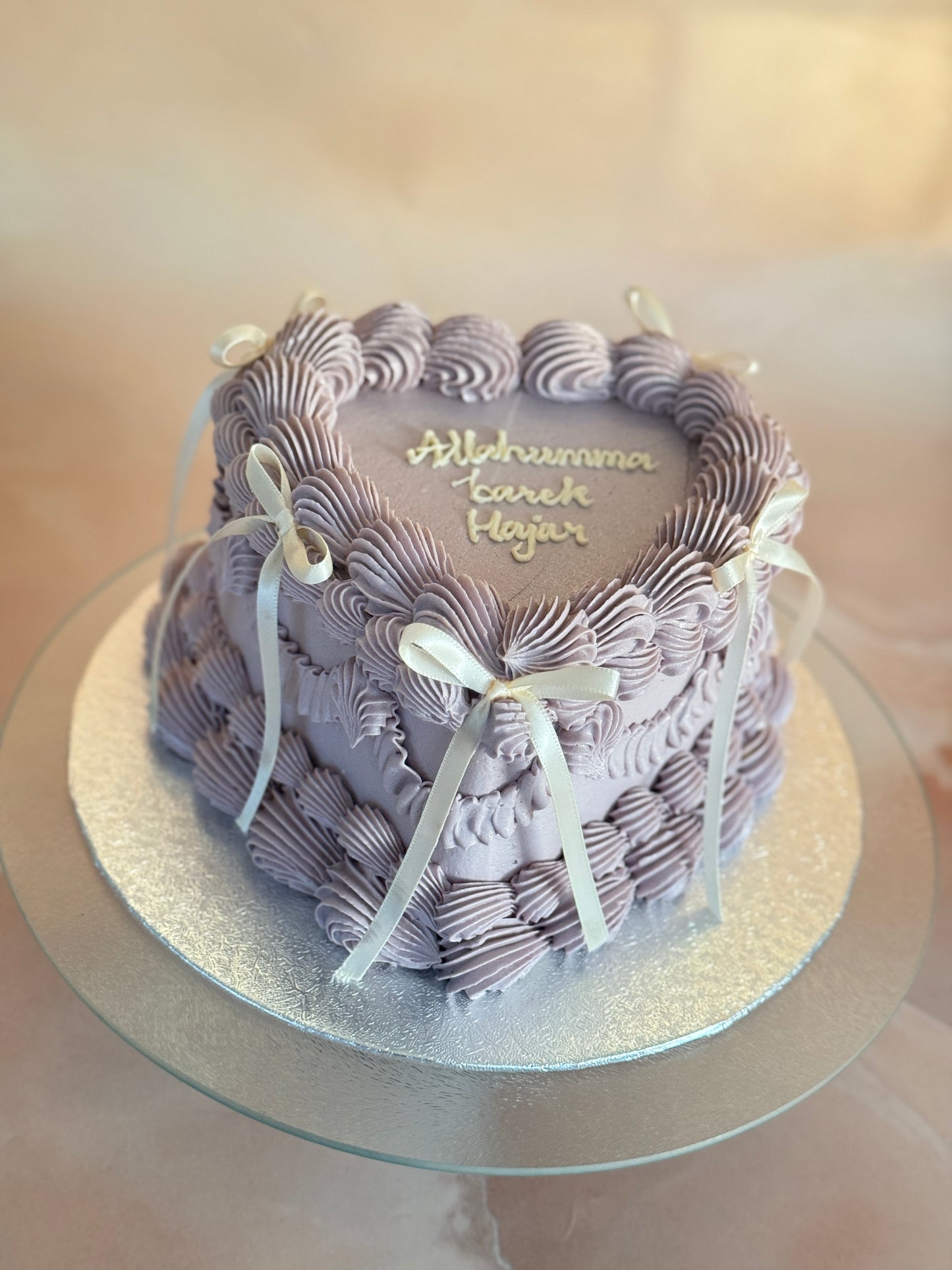 Beautiful Vintage Heart Cake with Piped Details – Order in East Ham