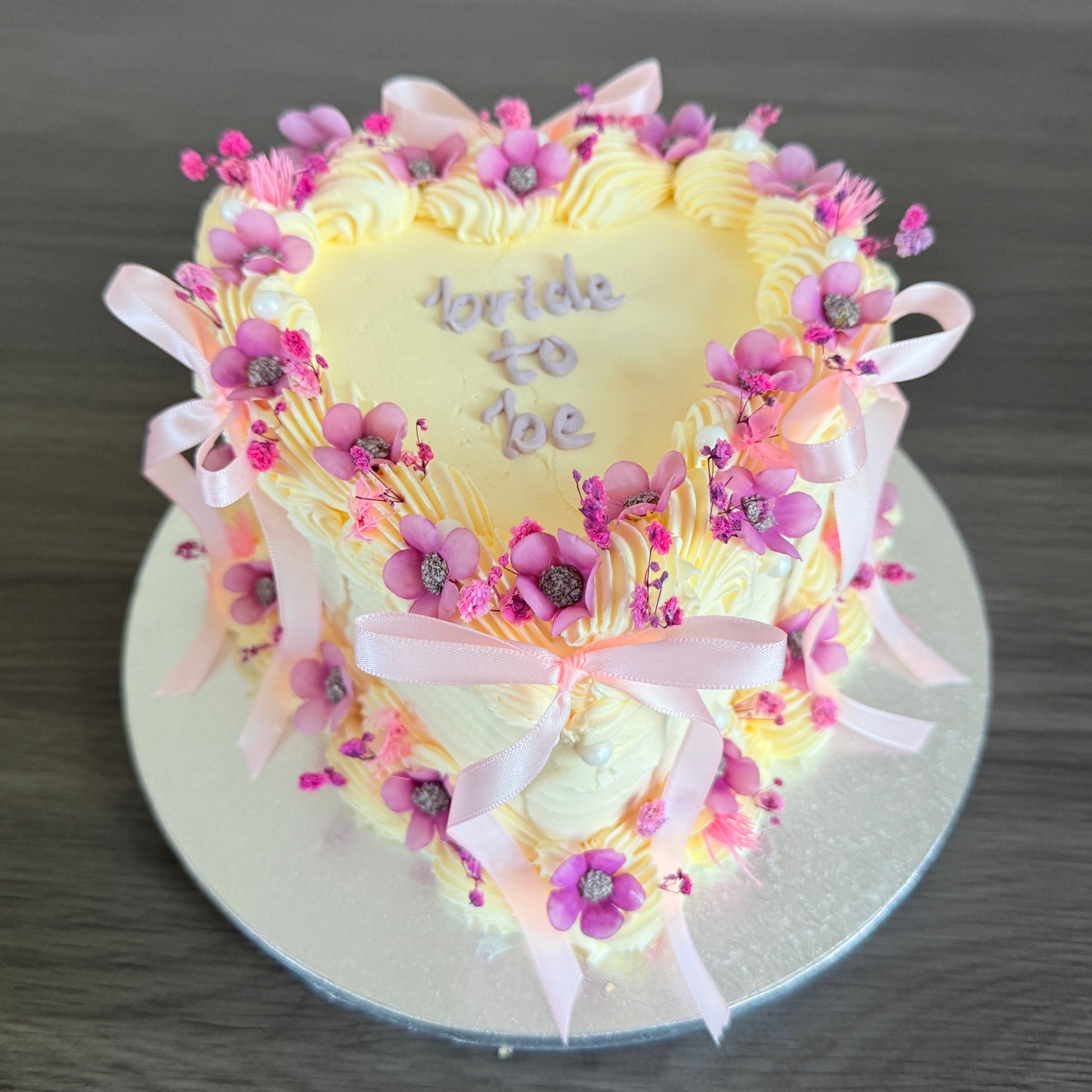 Vintage Bride to Be Celebration Cake decorated with pastel florals – Ilford Barking