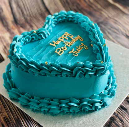 Buy heart birthday cake in Romford and Goodmayes – custom buttercream design for birthdays and celebrations.