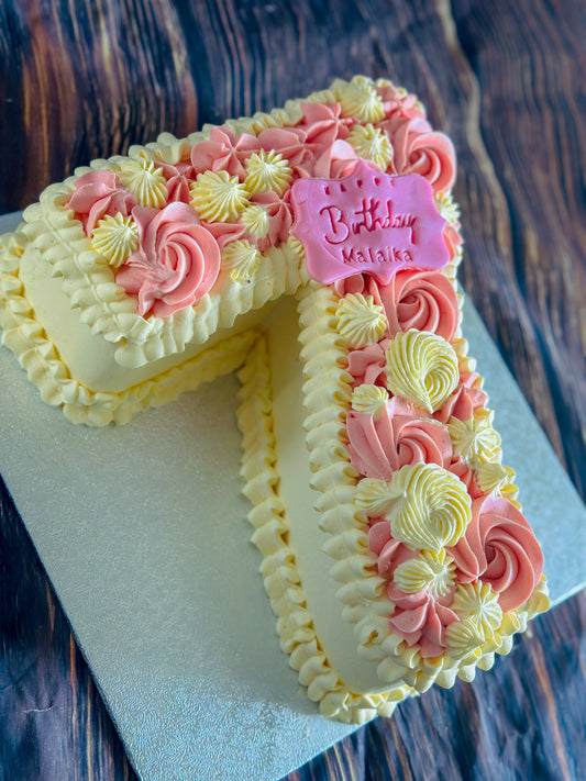 Buy number birthday cake in Romford and Forest Gate – custom sponge shaped into milestone numbers with buttercream design.