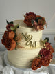 Rust Rose Monogram Wedding Cake