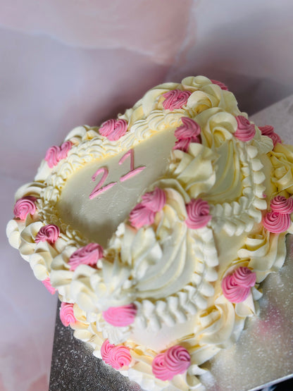 Elegant white and pink heart cake for birthdays in Beckton E6 and Rush Green RM7