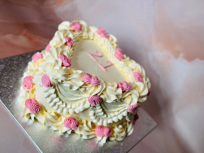 Custom floral buttercream heart cake for delivery in RM8 Dagenham and IG3 Seven Kings