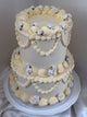 Ivory & Dusty Blue Rose Vintage Lambeth Two-Tier Cake