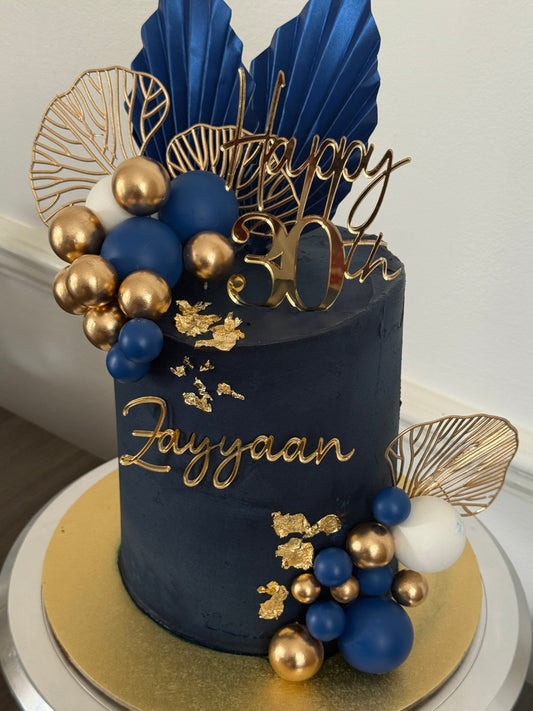 Tall milestone birthday cake with personalised design available in Ilford and Barking