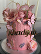 Pink Butterfly Floral Birthday Cake