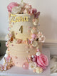 Pink Rose & Butterfly Two-Tier First Birthday Cake