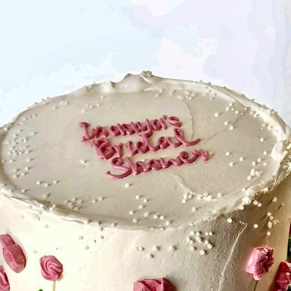 Pink Tulip Garden Vintage Cake close-up detail