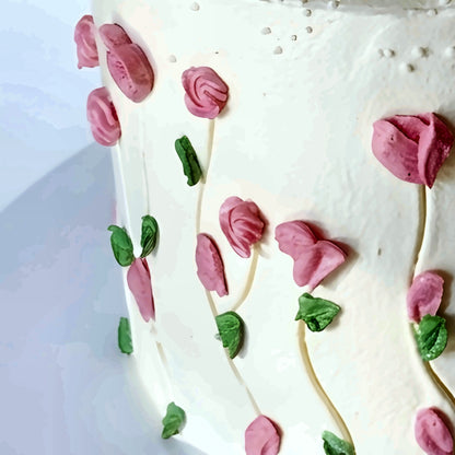 Pink Tulip Garden Vintage Cake close-up detail