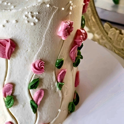 Pink Tulip Garden Vintage Cake close-up detail