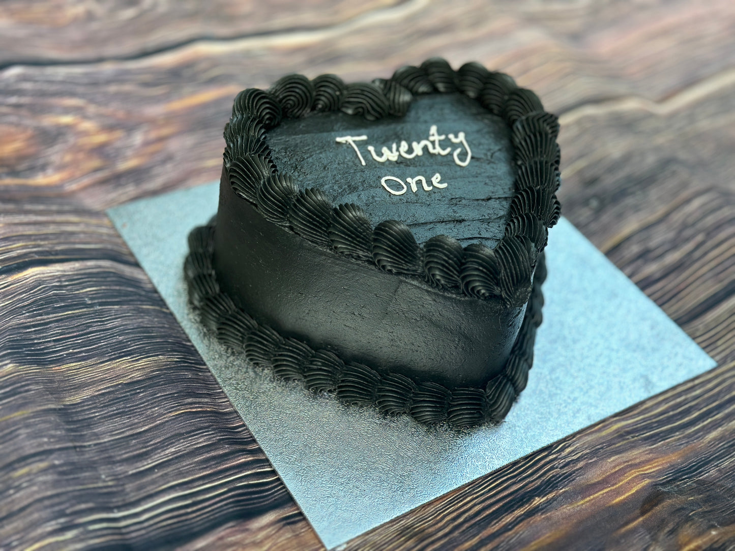 Romantic heart cake with buttercream borders, delivered to Forest Gate and Manor Park.