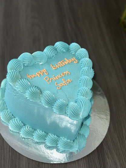 Vintage heart cake with floral piping, fast cake delivery to Chigwell and Grange Hill.