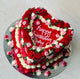 Vibrant Red Floral Buttercream Birthday Heart Cake