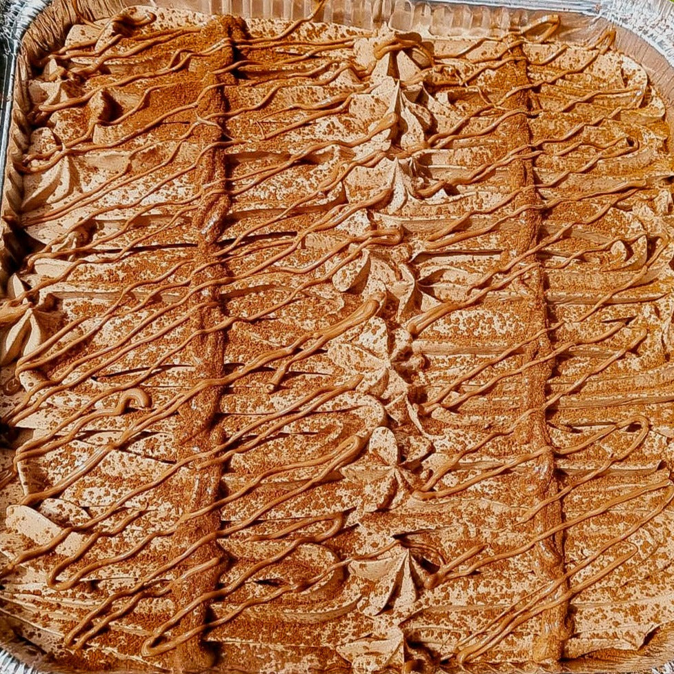 Chocolate Milk Cake Tray with piped chocolate cream available for same day delivery in Romford, Ilford and East London by Cake Trays.