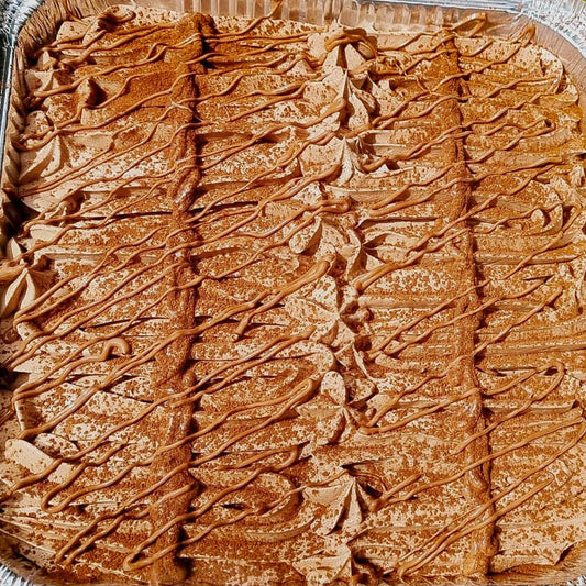 Chocolate Milk Cake Tray with piped chocolate cream available for same day delivery in Romford, Ilford and East London by Cake Trays.